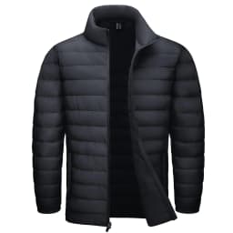 TACVASEN Stand Collar Lightweight Puffer Jackets Mens Quilted Jacket Water Resistant Ripstop Down Insulated Windbreaker Coats
