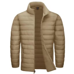 TACVASEN Stand Collar Lightweight Puffer Jackets Mens Quilted Jacket Water Resistant Ripstop Down Insulated Windbreaker Coats
