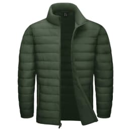 TACVASEN Stand Collar Lightweight Puffer Jackets Mens Quilted Jacket Water Resistant Ripstop Down Insulated Windbreaker Coats