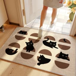 VIKAMA Entry Door Mat Cartoon Black Cat Square Floor Mat Entrance Non Slip Water Absorbent Easy To Clean Doormat Home Decoration