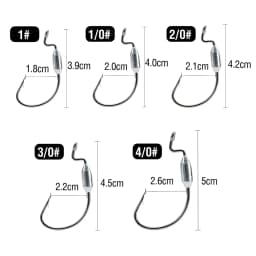 10Pcs Weighted Fishing Hooks 1# 1/0# 2/0# 3/0# 4/0# Offset Wide Gap Worm Hooks Bass Swimbait Hooks for Soft Lures