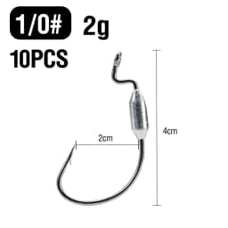 10Pcs Weighted Fishing Hooks 1# 1/0# 2/0# 3/0# 4/0# Offset Wide Gap Worm Hooks Bass Swimbait Hooks for Soft Lures