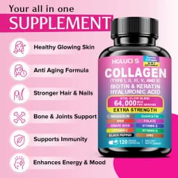 Collagen Complex Supplement with Biotin & Hyaluronic Acid, Hair Skin & Nails Support,Beauty Nutrition Formula for Skin Hydration