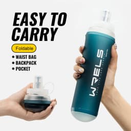 WRELS 500ML TPU Soft Folding Travel Water Bottles BPA-Free Collapsible Sports Flasks Running Hiking Bicycle Fitness Water Bottle