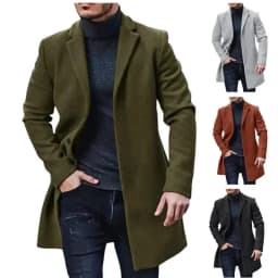 New Men's Coat Woolen Overcoat Windbreaker Solid Color Trench Autumn and Winter Outerwear Cardigan Jaqueta Masculina