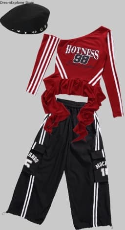 Girls Hip Hop Off Shoulder Crop Top puff Skirts Cargo Pants Child Streetwear Girl Group Costumes Kids K-pop Dance Clothes Sets