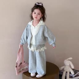 2025 Girls Sets Autumn Children's Clothing Suit New Kids Lace Hoodie Pants Two Pieces Spring Casual Outfits Teen Sweet Clothes
