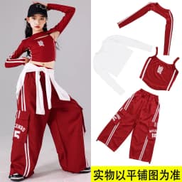 Girls K-pop Crop Top Joggers Cargo Pants Children Hip Hop Streetwear Girl Group Clothes Sets Kids Street Dance Jazz Costumes
