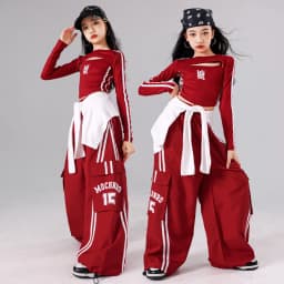 Girls K-pop Crop Top Joggers Cargo Pants Children Hip Hop Streetwear Girl Group Clothes Sets Kids Street Dance Jazz Costumes