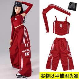 Girls K-pop Crop Top Joggers Cargo Pants Children Hip Hop Streetwear Girl Group Clothes Sets Kids Street Dance Jazz Costumes