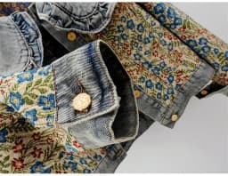 Spring Autumn Jacquard Embroidery Denim Jacket Women Loose Short Cowboy Outerwear Casual Peter Pan Collar Jeans Jacket Female