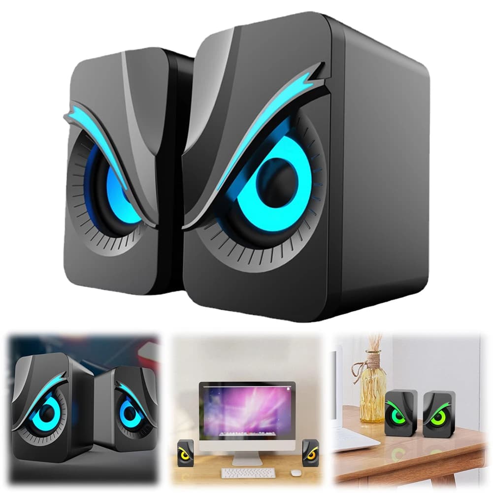Computer Speakers with RGB Lights Mini Desktop Speaker Wired Volume Control Subwoofer Speaker for PC Computer Laptop