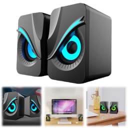 Computer Speakers with RGB Lights Mini Desktop Speaker Wired Volume Control Subwoofer Speaker for PC Computer Laptop