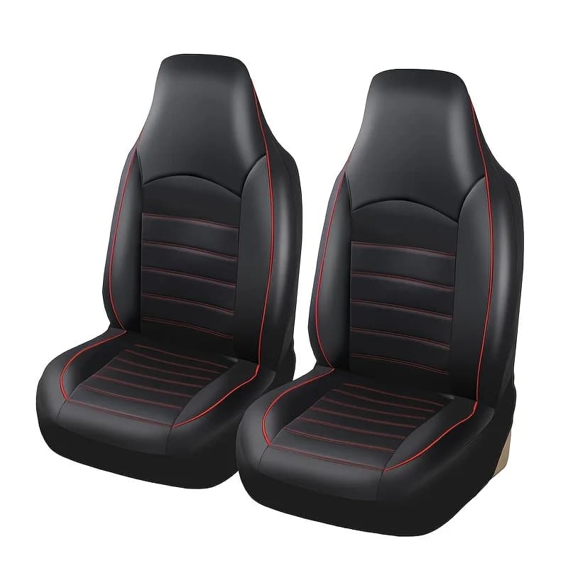 2 Front Universal PU Leather Car Seat Covers High Back Bucket Seat Cover Set for Most Cars, Trucks, SUVs and Van