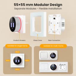 AVATTO WiFi Smart Knob Curtain Switch,Precise Percentage Control,With Ambient Light Ring,Support Tuya Alexa Google Home Alice