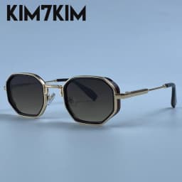 Steampunk Vintage Polygon Sunglasses Men 2026 Luxury Designer Geometric Metal Frame Retro Sun Glasses Gradient Trendy Eyewear