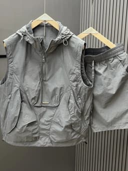 Casual Hooded Sleeveless Suit Men's Summer Workwear Thin Loose Fashion Couple Sleeveless Waistcoat Shorts Two-Piece Set