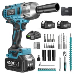 SEESII WH860 1300N.m 3-in-1 Impact Wrench & Cordless Drill & Screwdriver 1/2 Inch Brushless Motor Electric Impact Gun Kit Repair Tools With 2x4000mah Batteries LED Light For Car Truck Home DIY