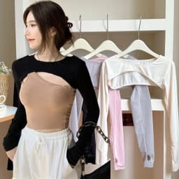 Modal Ice Silk Arm Sleeves Ultra-thin Sexy Women Crop Top Long Sleeve Summer UV Arm Cover Sleeve Shawl Outdoor Sports T-Shirt