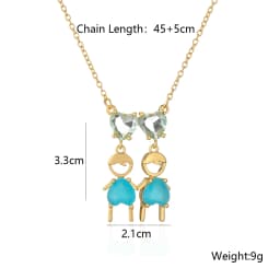 INS Design Girls/Boys Pendant Necklace For Women Girls,Stainless Steel Chain,Cubic Zirconia Accessories Party Vacation Jewelry