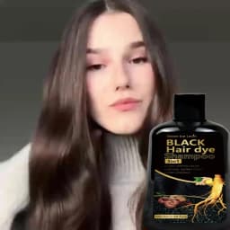 Black Hair Dye Shampoo 3in1 with Ginger & Biotin - Long Lasting Color & Gray Coverage for Vibrant Hair
