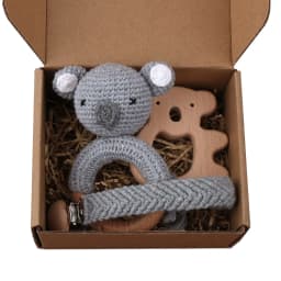 1 Set Baby Stuffed Animal Doll kawaii Panda Plush Toys+Crochet Rattle+Hair Brush+Newborn Swaddle Wrap Baby Birth Shower Gift Box