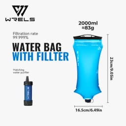 WRELS Water Collection Filtration Bag for Water Filtration System Survival Water Filter Straw Foldable BPA-Free Filtration Bag