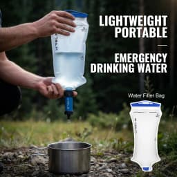 WRELS Water Collection Filtration Bag for Water Filtration System Survival Water Filter Straw Foldable BPA-Free Filtration Bag