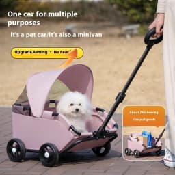 carrinho pet Luxury 4-Wheel Foldable Dog Cat Travel Stroller Foldable Lightweight Cross-Border Made From Mesh for Camping