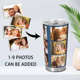 Personalized Coffee Tumbler with Pictures Text, 20oz Custom Insulated Stainless Steel Tumbler, Customized Birthday Gift