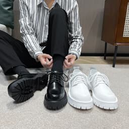 STRONGSHEN Men's Low Top British Leather Shoes Big Head Warm Fur Thick Bottom Non Slip Work Shoes Elevator Casual Oxford Shoes
