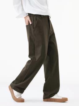 Winter Thick Casual Pants Men Korean Fashion Banded Waist Stretch Wide Leg Suit Slacks Straight Loose Drape Trousers
