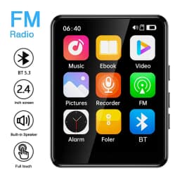 MP3 Player 2.4 Inch Full Touch Screen Bluetooth HiFi Walkman Built‑in MP4 Music Speaker FM Radio Voice Recorder E‑book