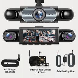 4 Channel Dash Cam 360° Car Video Recorder Black Box with Night Vision 24/7 Parking Monitor G-Sensor Loop Recording Auto Parts