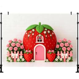 LS Sweet Strawberry House Backdrops Kids Baby Birthday Cake Smash Photocall Decors Child Photo Spring Backgrounds