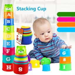 Stacking Game Cup Children Board Game Hand Speed Competition Fold Cup with Numbers Letters Shapes Early Education Puzzle Toy
