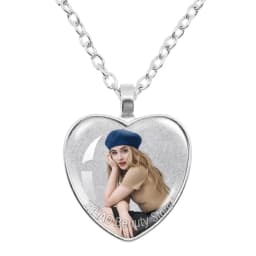 25mm Peach Heart Necklace Famous Character Sabrina Carpenter Funny Singer Accessories Glass Cabochon Pendant For Fans Gift
