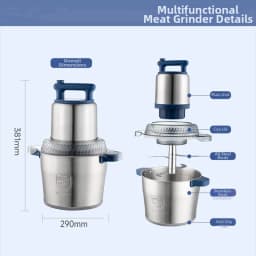 Professional 6L Commercial Meat Grinder, Industrial Grade Stainless Steel, 2-Speed Adjustable 1200W Motor, for Butcher Shop/Rest