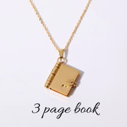 Atoztide Engrave Petite Book Locket Necklace Personalized Message Stainless Steel Jewelry Pendant for Women Chain Birthday Gift