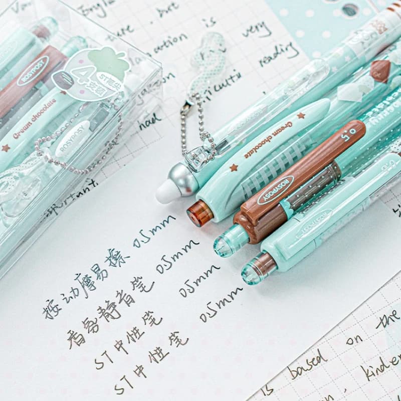 Strawberry Chocolate Series 0.5mm Gel Ink Pens Set Cute Student Ballpoint Pen Soft Grip Smooth Writing Office School Supplies