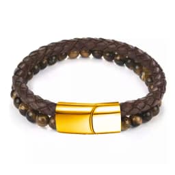 Charm Men Bracelet Rope Stainless Steel Magnetic Natural Stone Leather Beaded Braclet Volcanic Stone bracelet bangles Chain Gift