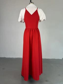 CM.YAYA Short Puff Sleeve Sweet Slim Long Women Shirt Dress High Waist Ruched Pleated Beach Streetwear Maxi Big Swing Dresses