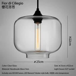Caren Lighting Handmade Glass Modern Nordic Hanging Loft Glass Pendant Light Decor Lights Fixtures Led Filament Dinningroom Lamp