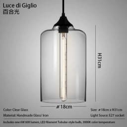 Caren Lighting Handmade Glass Modern Nordic Hanging Loft Glass Pendant Light Decor Lights Fixtures Led Filament Dinningroom Lamp