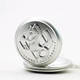 Antique Silver Fullmetal Alchemist Necklace Pendant Quartz Pocket Watch With Chain Gift