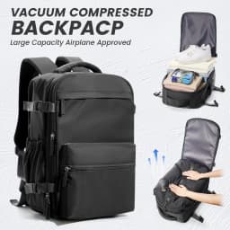 Men Women Air Vacuum Compression Travel Backpack 15.6in Laptop Backpack, Vacuum Clothing Storage Bag Airplane Cabin Backpack