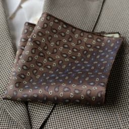 2025 Luxury Formal Pocket Square Navy Striped Floral Silk Handkerchief 24cm Brown Color Hanky Wedding Banquet Accessories Cravat