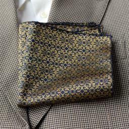 2025 Luxury Formal Pocket Square Navy Striped Floral Silk Handkerchief 24cm Brown Color Hanky Wedding Banquet Accessories Cravat
