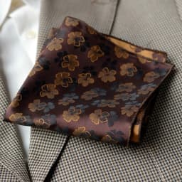 2025 Luxury Formal Pocket Square Navy Striped Floral Silk Handkerchief 24cm Brown Color Hanky Wedding Banquet Accessories Cravat