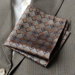 2025 Luxury Formal Pocket Square Navy Striped Floral Silk Handkerchief 24cm Brown Color Hanky Wedding Banquet Accessories Cravat